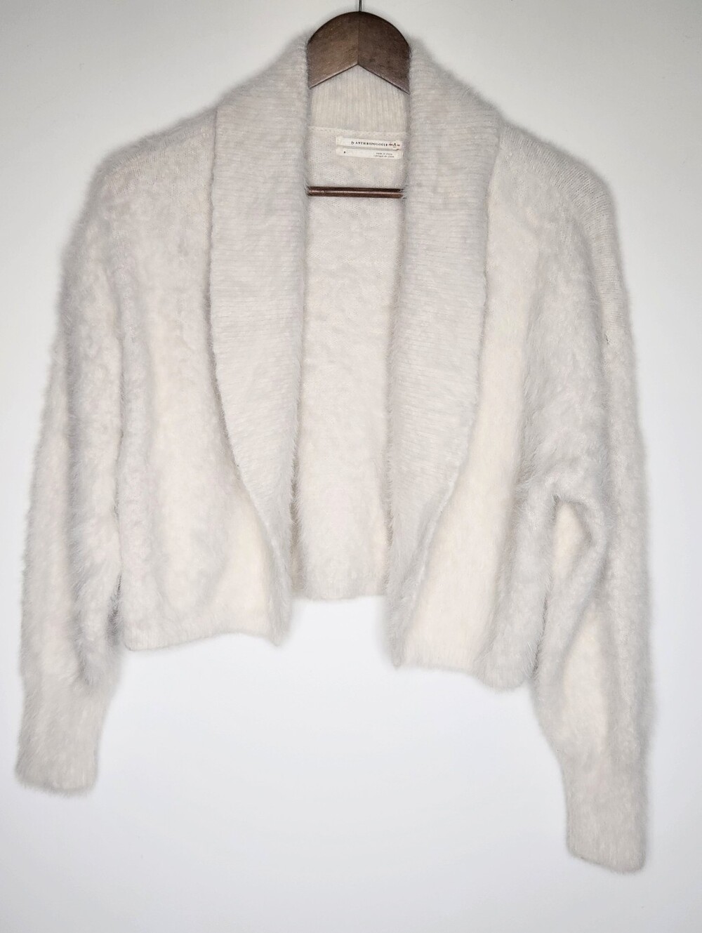 By Anthropologie Fuzzy Eyelash Knit Cropped Open Front Shawl Cardigan S